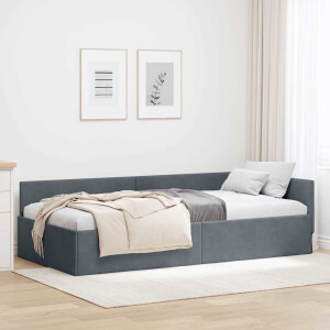 vidaXL Hoekbedframe Donkergrijs 80 x 200 cm Fluweel en Engineered hout