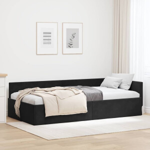 vidaXL Hoekbedframe Zwart 80 x 200 cm Fluweel en Engineered hout