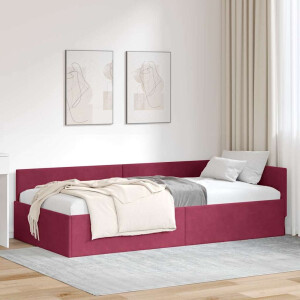 vidaXL Hoekbedframe Wijnrood 90 x 200 cm Fluweel en Engineered hout