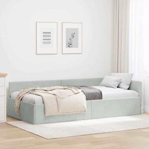 vidaXL Hoekbedframe Lichtgrijs 100 x 200 cm Fluweel en Engineered hout