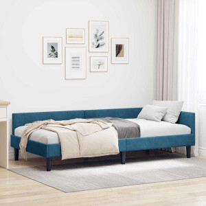 vidaXL Hoekbedframe Blauw 80 x 200 cm Velvet en Engineered hout