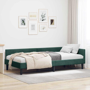 vidaXL Hoekbedframe Donkergroen 90 x 200 cm Velvet en Engineered hout