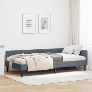 vidaXL Hoekbedframe Donkergrijs 100 x 200 cm Velvet en Engineered hout