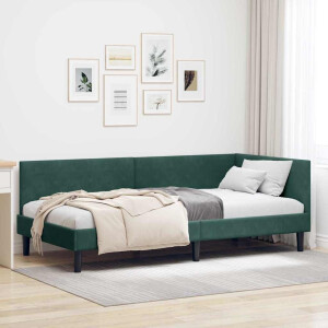 vidaXL Hoekbedframe Donkergroen 80 x 200 cm Fluweel en Engineered hout