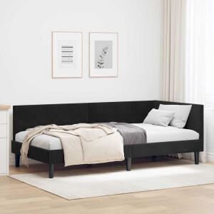 vidaXL Hoekbedframe Zwart 80 x 200 cm Fluweel en Engineered hout