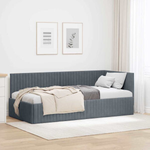 vidaXL Hoekbedframe met hoofdeinde Donkergrijs 90 cm x 200 cm Fluweel