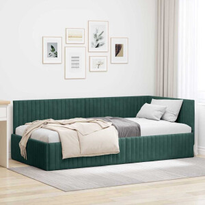 vidaXL Hoekbedframe met hoofdeinde Donkergroen 100 x 200 cm Fluweel