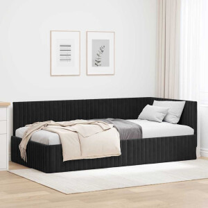 vidaXL Hoekbedframe met hoofdeinde Zwart 100 x 200 cm Fluweel