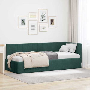 vidaXL Hoekbedframe met hoofdeinde Donkergroen 80 cm x 200 cm Fluweel