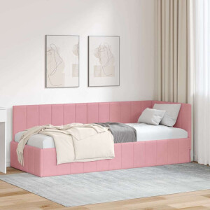 vidaXL Hoekbedframe met hoofdeinde Roze 80 x 200 cm Fluweel