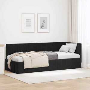 vidaXL Hoekbedframe met hoofdeinde Zwart 80 cm x 200 cm Fluweel