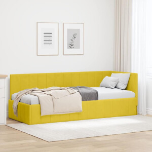 vidaXL Hoekbedframe met hoofdeinde Geel 80 x 200 cm Fluweel