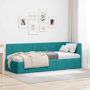vidaXL Hoekbedframe met hoofdeinde Turquoise 80 x 200 cm Fluweel