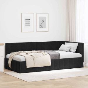 vidaXL Hoekbedframe met hoofdeinde Zwart 100 cm x 200 cm Fluweel