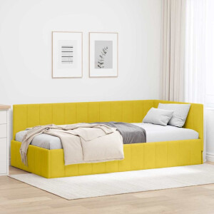vidaXL Hoekbedframe met hoofdeinde Geel 100 x 200 cm Fluweel