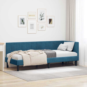 vidaXL Hoekbedframe met hoofdeinde Blauw 80 cm x 200 cm Fluweel