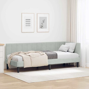 vidaXL Hoekbedframe met hoofdeinde Lichtgrijs 80 cm x 200 cm Fluweel