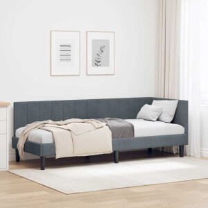 vidaXL Hoekbedframe met hoofdeinde Donkergrijs 80 cm x 200 cm Fluweel