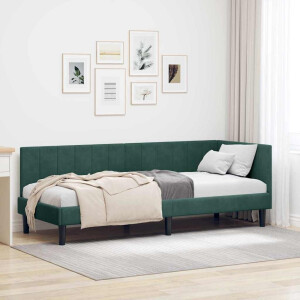 vidaXL Hoekbedframe met hoofdeinde Donkergroen 80 cm x 200 cm Fluweel