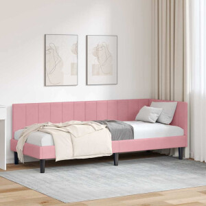 vidaXL Hoekbedframe met hoofdeinde Roze 80 x 200 cm Fluweel