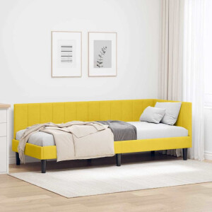 vidaXL Hoekbedframe met hoofdeinde Geel 80 x 200 cm Fluweel