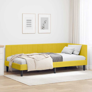 vidaXL Hoekbedframe met hoofdeinde Geel 90 x 190 cm Fluweel
