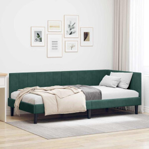 vidaXL Hoekbedframe met hoofdeinde Donkergroen 100 cm x 200 cm Fluweel