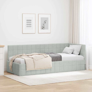vidaXL Hoekbedframe met hoofdeinde Lichtgrijs 80 cm x 200 cm Fluweel