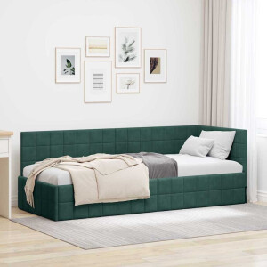 vidaXL Hoekbedframe met hoofdeinde Donkergroen 80 cm x 200 cm Fluweel
