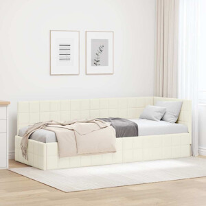 vidaXL Hoekbedframe met hoofdeinde Crème 80 cm x 200 cm Fluweel