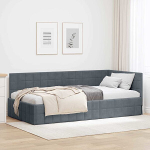vidaXL Hoekbedframe met hoofdeinde Donkergrijs 100 x 200 cm Fluweel