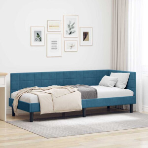 vidaXL Hoekbedframe met hoofdeinde Blauw 80 cm x 200 cm Fluweel