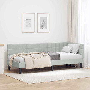 vidaXL Hoekbedframe met hoofdeinde Lichtgrijs 80 cm x 200 cm Fluweel
