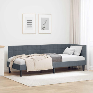vidaXL Hoekbedframe met hoofdeinde Donkergrijs 80 cm x 200 cm Fluweel