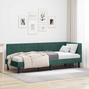 vidaXL Hoekbedframe met hoofdeinde Donkergroen 80 cm x 200 cm Fluweel
