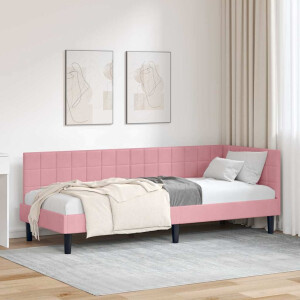 vidaXL Hoekbedframe met hoofdeinde Roze 80 x 200 cm Fluweel