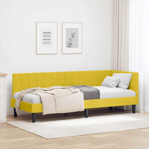 vidaXL Hoekbedframe met hoofdeinde Geel 80 x 200 cm Fluweel