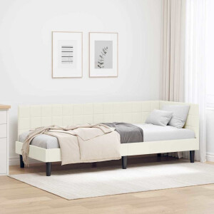 vidaXL Hoekbedframe met hoofdeinde Crème 80 cm x 200 cm Fluweel