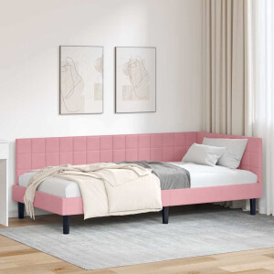 vidaXL Hoekbedframe met hoofdeinde Roze 90 x 200 cm Fluweel