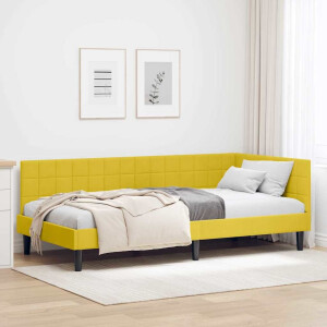 vidaXL Hoekbedframe met hoofdeinde Geel 100 x 200 cm Fluweel
