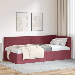 vidaXL Hoekbedframe met hoofdeinde Wijnrood 90 x 200 cm Stof