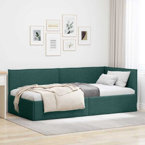 vidaXL Hoekbedframe met hoofdeinde Donkergroen 90 x 200 cm Stof