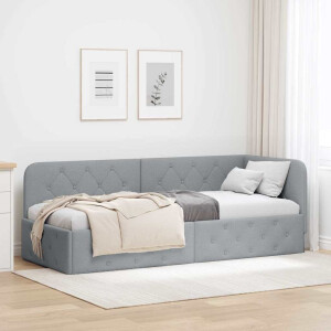 vidaXL Hoekbedframe Lichtgrijs 80 x 200 cm Stof