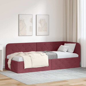 vidaXL Hoekbedframe Wijnrood 80 x 200 cm Stof