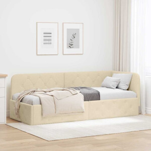 vidaXL Hoekbedframe Crème 80 x 200 cm Stof