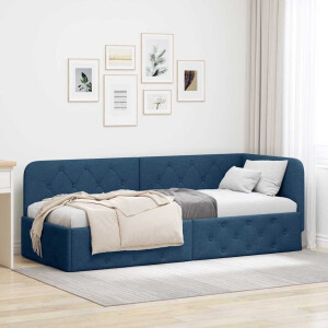 vidaXL Hoekbedframe Blauw 80 x 200 cm Stof
