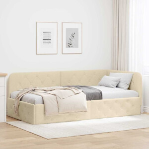 vidaXL Hoekbedframe Crème 90 x 200 cm Stof