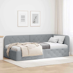 vidaXL Hoekbedframe Lichtgrijs 100 x 200 cm Stof