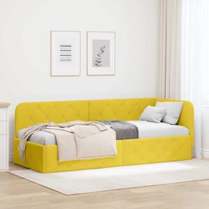 vidaXL Hoekbedframe Geel 80 x 200 cm Fluweel
