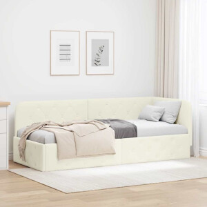vidaXL Hoekbedframe Crème 80 x 200 cm Fluweel